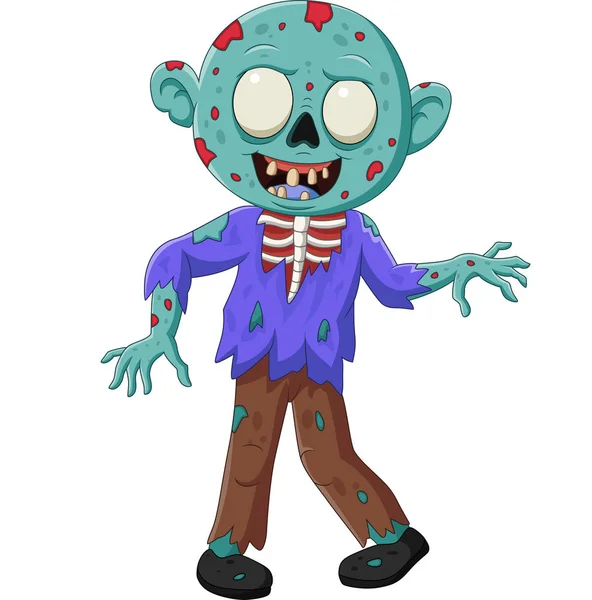 Beyaz arka plan üzerinde izole karikatür zombi vektör çizim