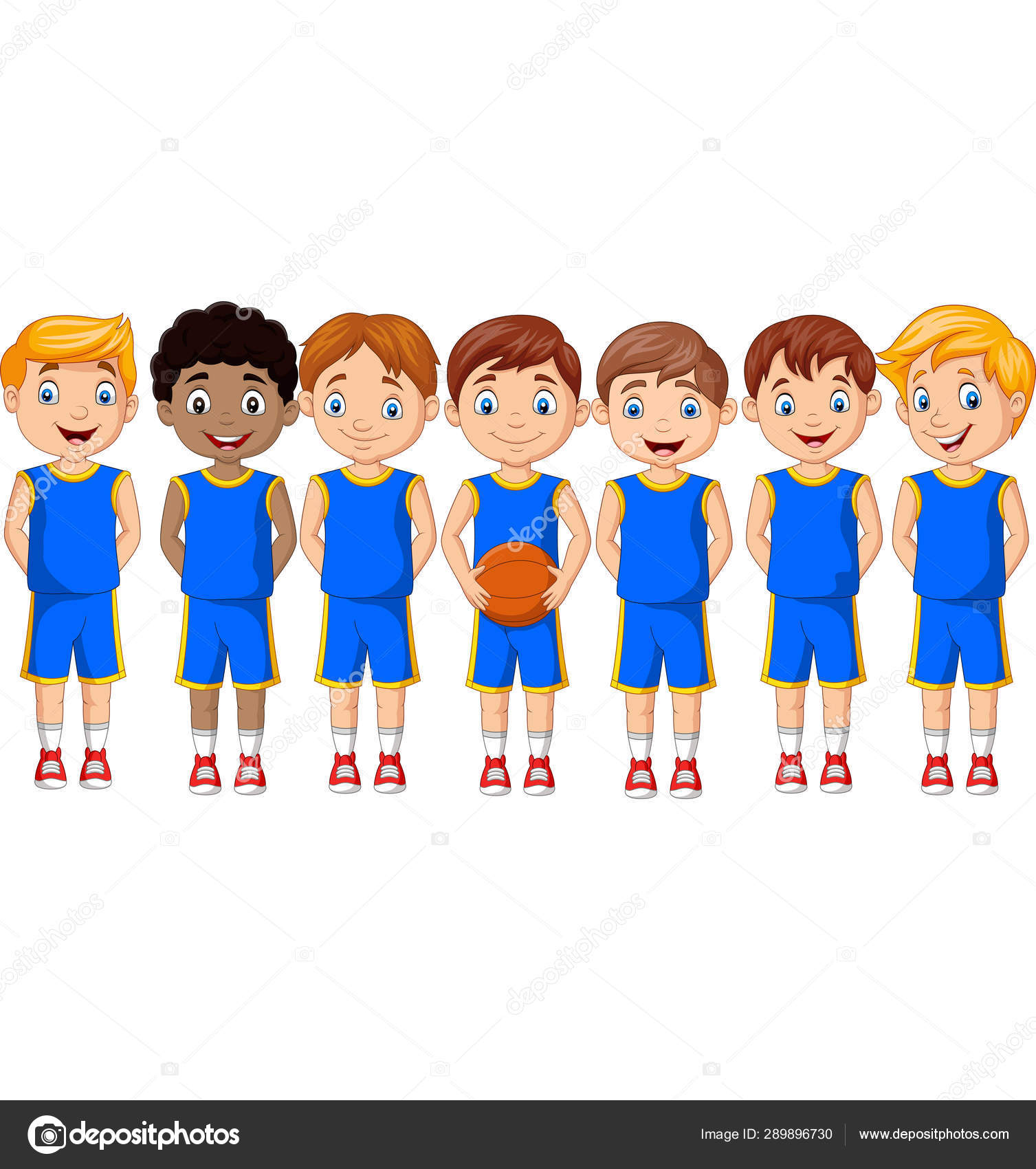 Ilustración Vectorial Del Equipo Infantil Baloncesto Dibujos Animados  Uniforme Vector de stock por ©tigatelu 289896730