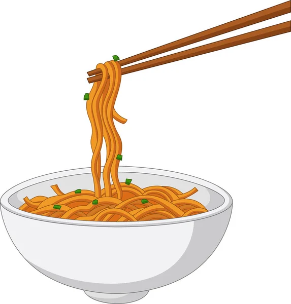 亚洲传统食品 面条和筷子 — 图库矢量图片