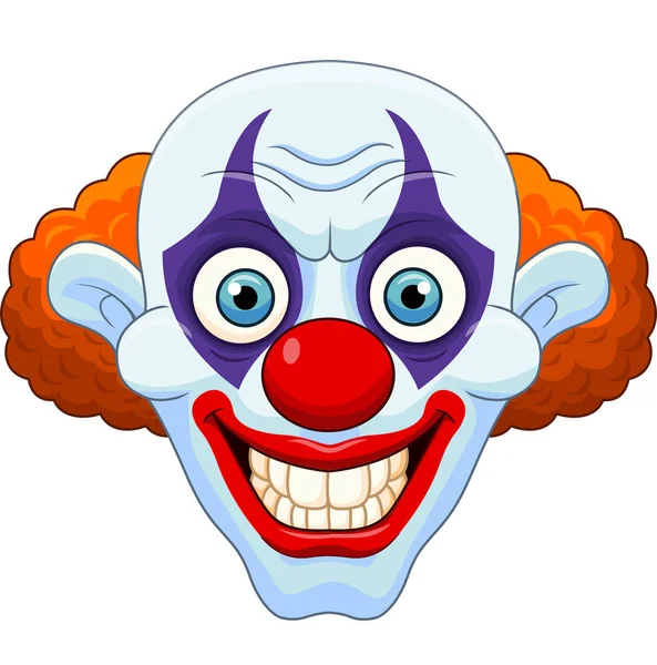 Illustrazione Vettoriale Del Fumetto Spaventoso Clown Testa Sfondo Bianco — Vettoriale Stock