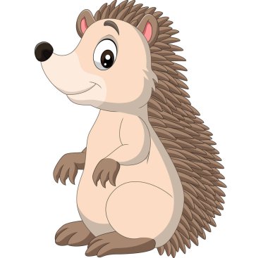 Beyaz arka plan üzerinde duran Karikatür mutlu kirpi Vektör illüstrasyon