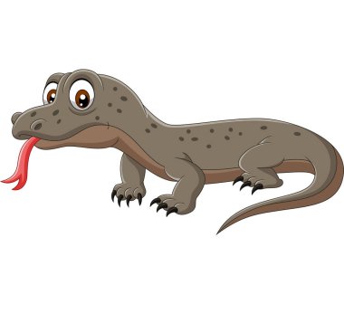Beyaz arka plan üzerinde izole karikatür Komodo ejderi vektör çizim