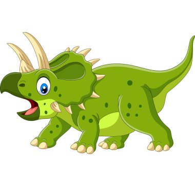 Çizgi film beyaz arka plan üzerinde izole Triceratops vektör çizim