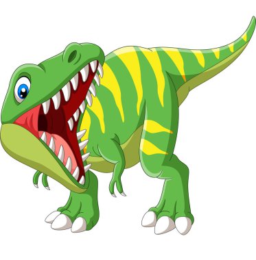 Karikatür Tyrannosaurus Rex beyaz arka planda kükreyen Vektör illüstrasyon