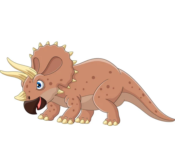 Vektor Illustration Tecknad Arg Triceratops Isolerad Vit Bakgrund — Stock vektor