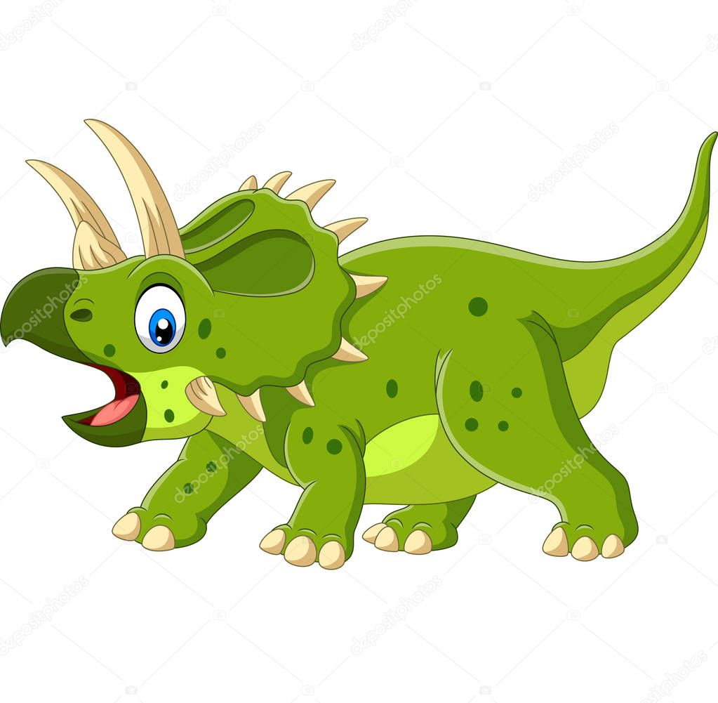Vector illustration of Cartoon Triceratops isolated on white background