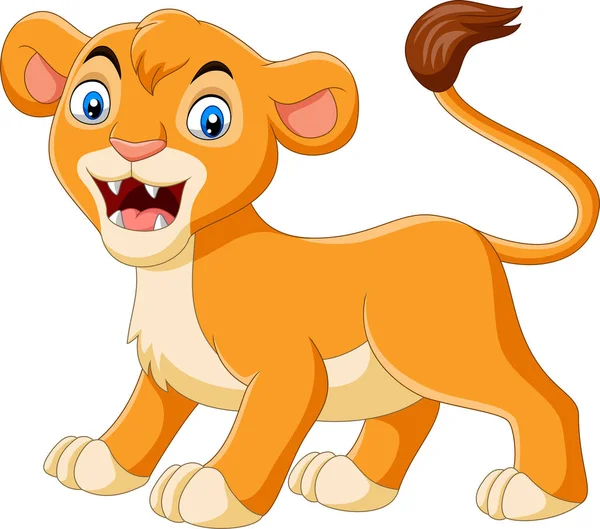 Vector Illustratie Van Cartoon Baby Leeuwin Roaring Witte Achtergrond — Stockvector