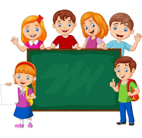 Απεικόνιση Διάνυσμα Των Παιδιών Σχολείο Καρτούν Μαυροπίνακα — Διανυσματικό Αρχείο
