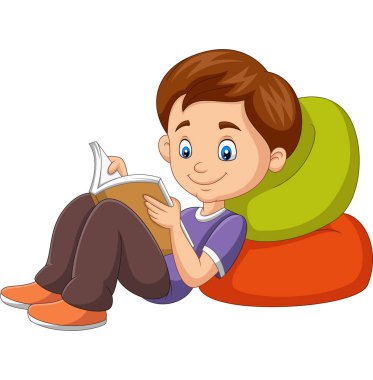 vektör çizim karikatür çocuk kitap okuma