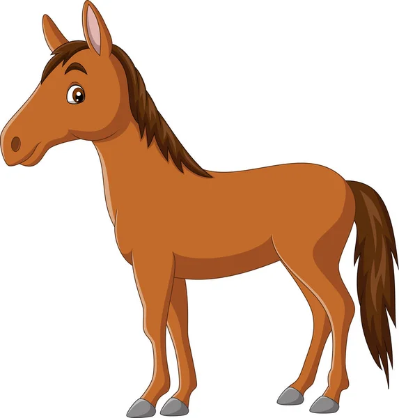 Cartoon Glückliches Pferd Auf Weißem Hintergrund — Stockvektor