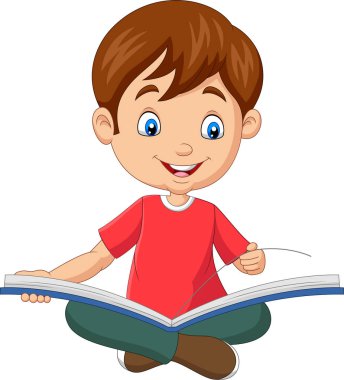 Mutlu çocuk bir kitap açtı. 