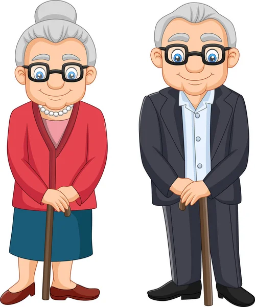 Vektor Illustration Von Cartoon Älteres Paar Isoliert Auf Weißem Hintergrund — Stockvektor
