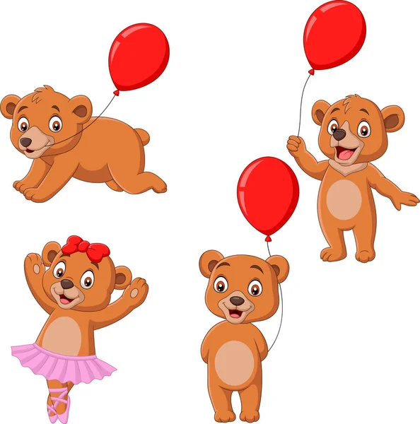 Vector Illustration Cartoon Little Bears Collection Set — Stock Vector