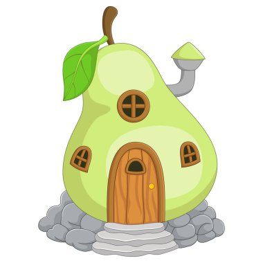 Karikatür Peri Evi 'nin armut şeklinde vektör çizimi