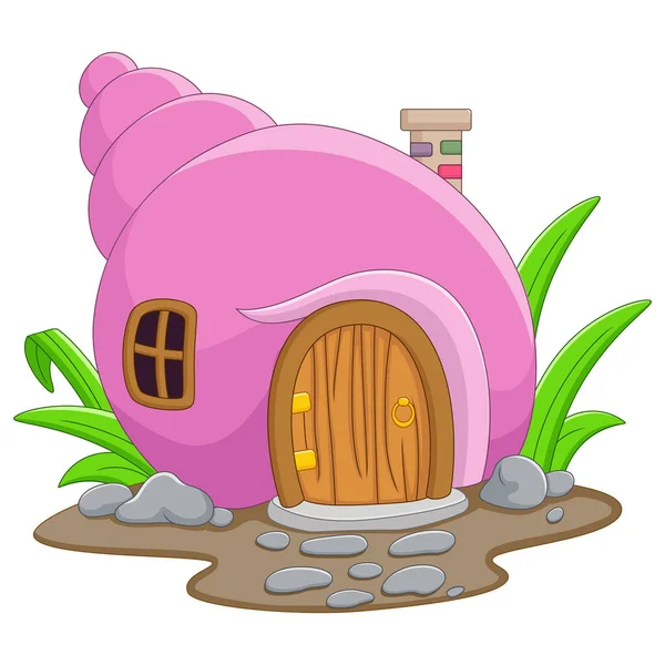 Vector Illustratie Van Cartoon Fairy Huis Vorm Van Een Schelp — Stockvector