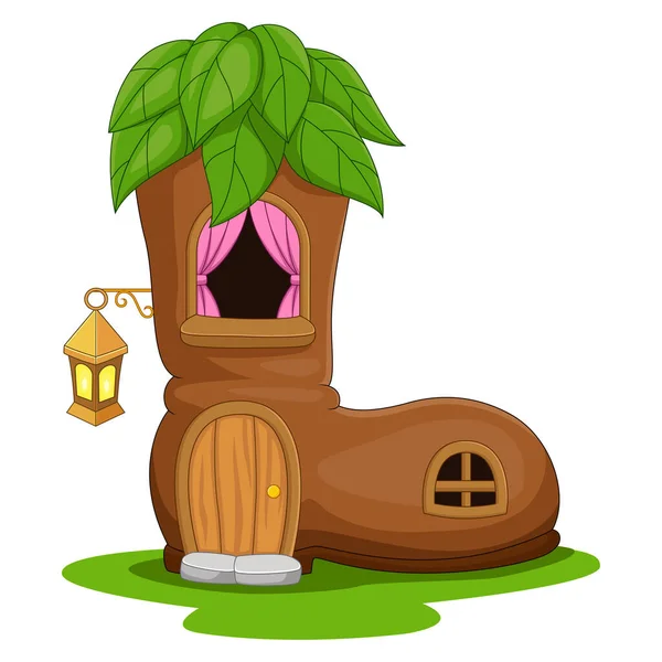 Vector Illustratie Van Cartoon Fairy Huis Vorm Van Een Laarzen — Stockvector