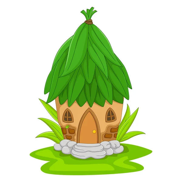 Vector Illustratie Van Cartoon Fairy Huis Met Een Dak Van — Stockvector