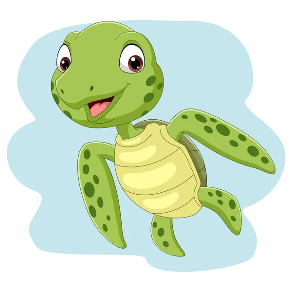 Vektor Illustration Tecknad Havssköldpadda Simmar Havet — Stock vektor