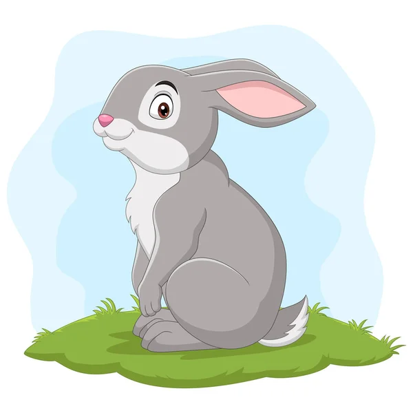 Vector Illustration Cartoon Happy Rabbit Grass — Stock Vector