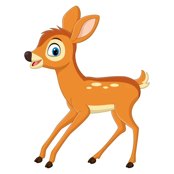 Vector Illustration Cute Baby Deer Cartoon Isolated White Background — Stock Vector