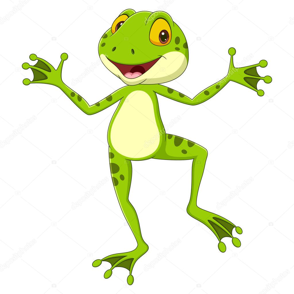 Vector illustration of Cartoon funny frog posing on white background