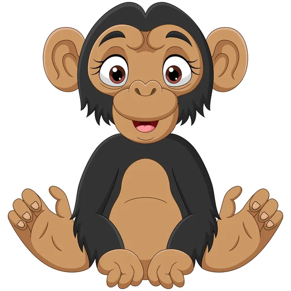 Illustrazione Vettoriale Carino Scimpanzé Bambino Cartone Animato Seduta — Vettoriale Stock