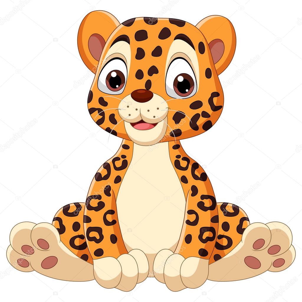 Vector illustration of Cute baby leopard cartoon sitting