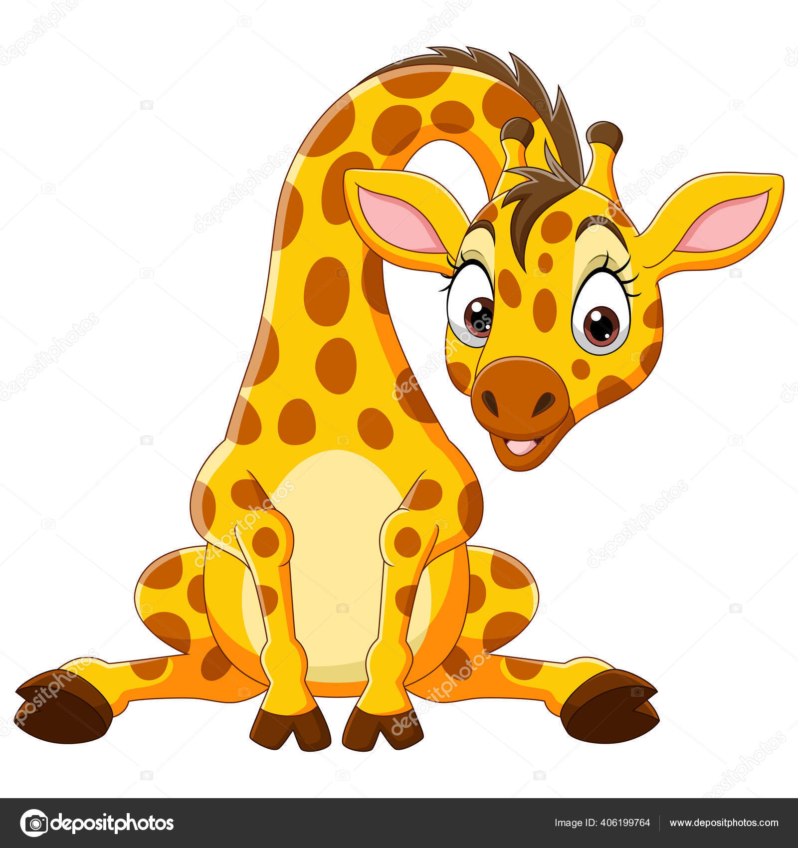 Vector Illustration Cartoon Funny Baby Giraffe Sitting Stock Vector Image by ©tigatelu 406199764