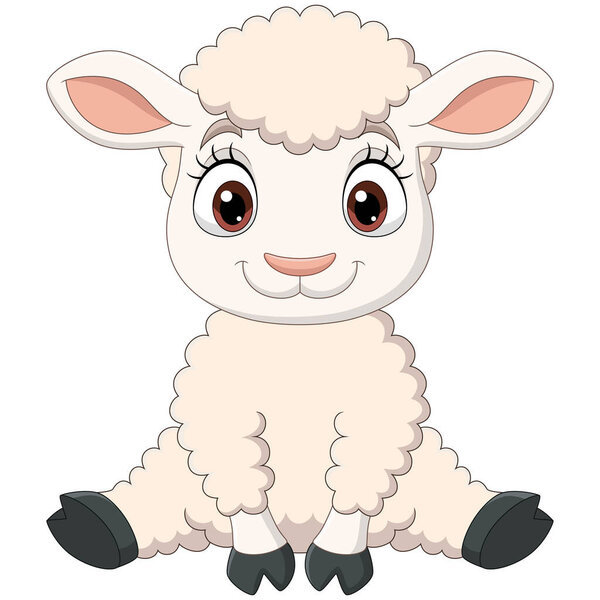 Vector illustration of Cute baby lamb cartoon sitting