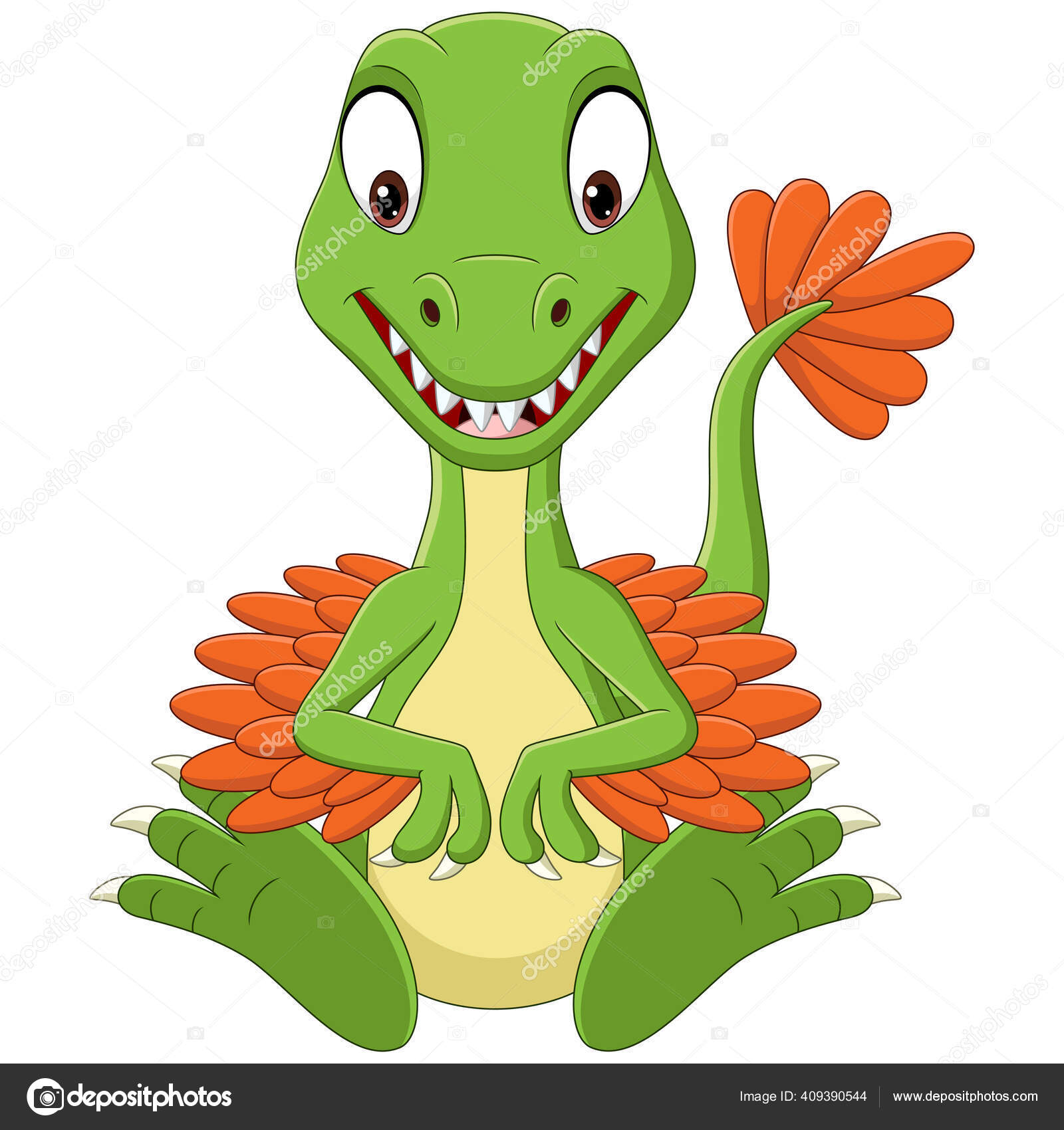 Ilustración Vectorial Del Bebé Dibujos Animados Velociraptor Dinosaurio  Sentado Vector de stock #409390544 de ©tigatelu, image size:1600x1700