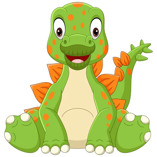 Illustration Vectorielle Bébé Dessin Animé Stegosaurus Dinosaure Assis — Image vectorielle