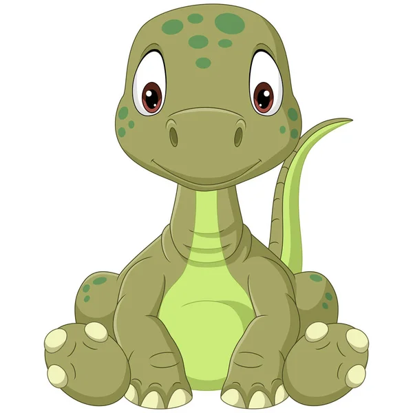 Vektor Illustration Tecknad Baby Brontosaurus Dinosaurie Sittande — Stock vektor