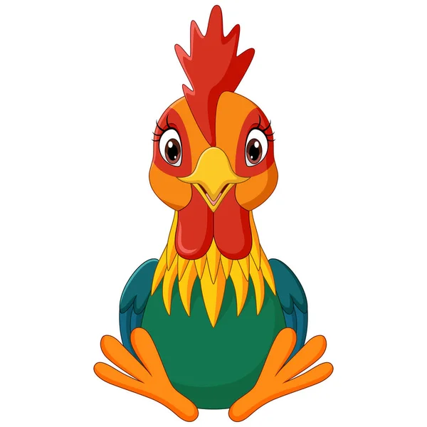 Vector Illustration Cartoon Baby Rooster Dinosaur Sitting — Stock Vector