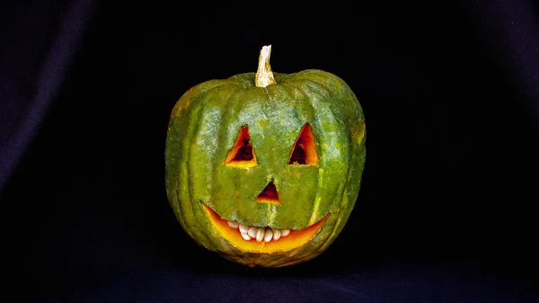 Vicces Különböző Halloween Tököt Hagyományos Munkaszüneti Nap Készült Helyi Sütőtök — Stock Fotó