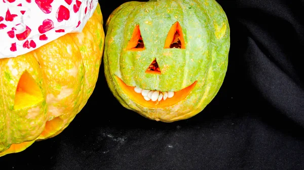 Abóbora Halloween Engraçado Diferente Tradicional Feriado Outubro Feito Brasil Com — Fotografia de Stock