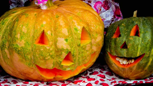 Abóbora Halloween Engraçado Diferente Tradicional Feriado Outubro Feito Brasil Com — Fotografia de Stock