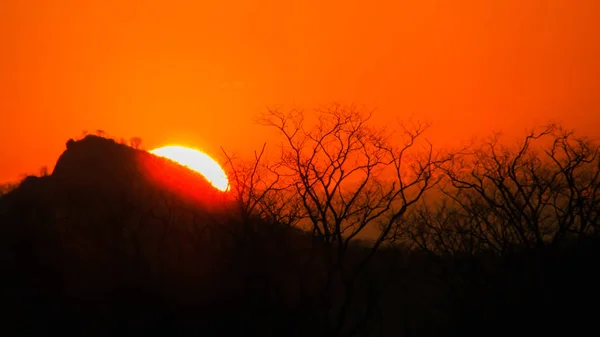 Закат Красивого Неба Оранжево Золотистые Облака Создающие Красивый Мимолетный Пейзаж — стоковое фото