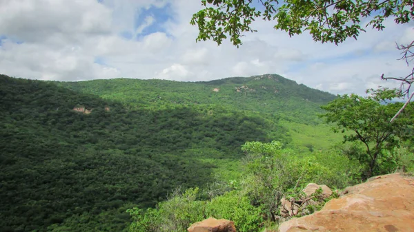 Paysage du Brésil, montagnes et cerrado avec des forêts vertes, o — Photo