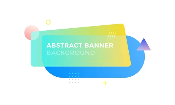 Banner geométrico abstrato em estilo de design memphis com diferentes formas e combinação de cores gradiente. Adequado para web, publicidade e mídia social —  Vetores de Stock