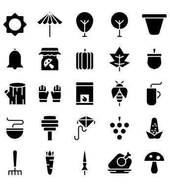 Güz Sezon Black Icon Logo Vektör veya İllüstrasyon. Kullanılabilir Kontur ve renk.