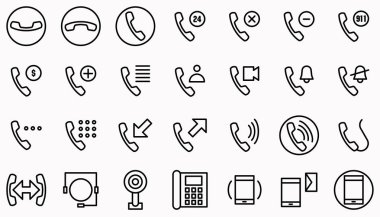 telefon görüşmesi simgesi simge satırı. Kullanılabilir kontur ve renk.