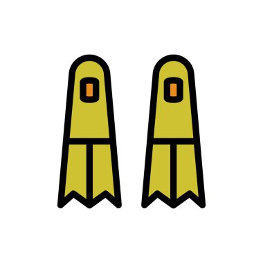 flipper dalış Yaz vektör logo simgesi veya illüstrasyon. Kullanılabilir kontur ve renk. Desen ve tasarım grafiği için mükemmel kullanım.