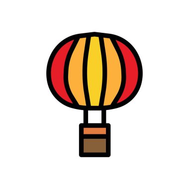 sinek hava balonu Yaz vektör logo simgesi veya illüstrasyon. Kullanılabilir kontur ve renk. Desen ve tasarım grafiği için mükemmel kullanım.