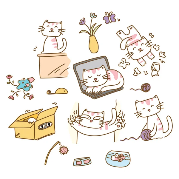 いたずら猫キャラクター デザイン — ストックベクタ