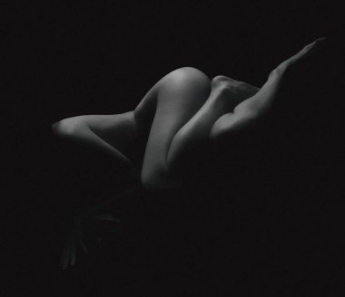 Kız, vücut, siyah ve beyaz, stüdyo,