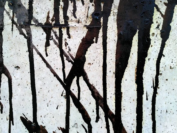 Vieille Surface Murale Béton Avec Rayures Goudronnées Noires — Photo