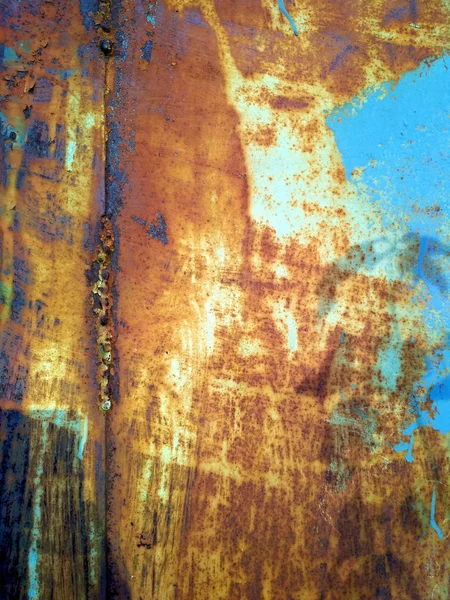 Поверхность Старых Окрашенных Металлических Листов Сварных Вместе Синего Бруннового Цветов — стоковое фото