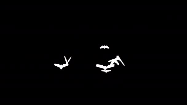 コウモリの飛行のハロウィーンの群れ Alpha Channel — ストック動画