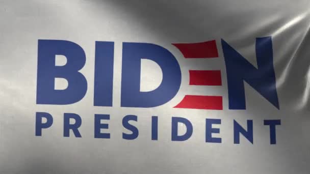 Флаг Джо Байдена Президенты Белый Фон Петля — стоковое видео