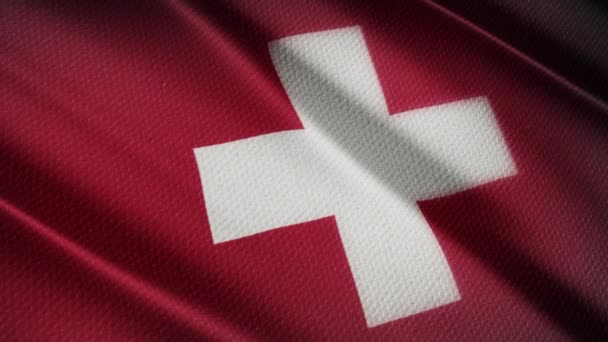 Schweiz Flagga Realistisk — Stockvideo